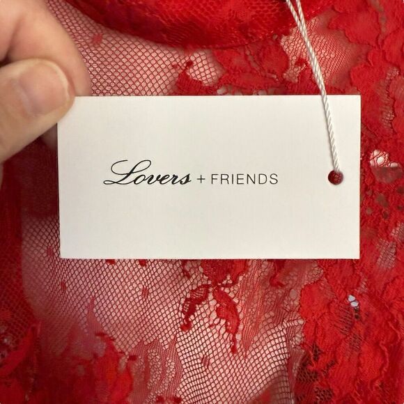 Lovers And Friends Marcie Top in Flame Scarlet Large Romantic Feminine Lace $175 - Picture 2 of 9